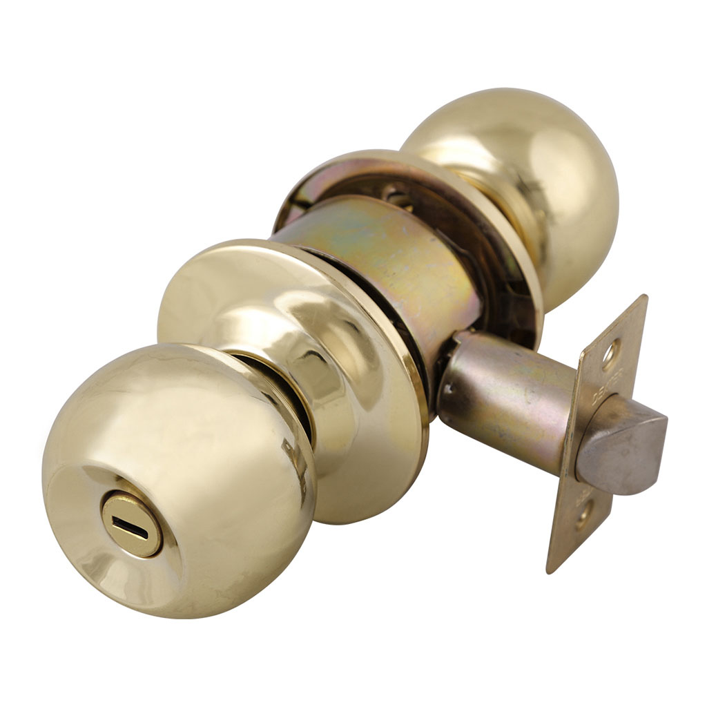 Cerradura de perilla Feiteli 5871 PB-BK para baño en acero inoxidable acabado latón brillante