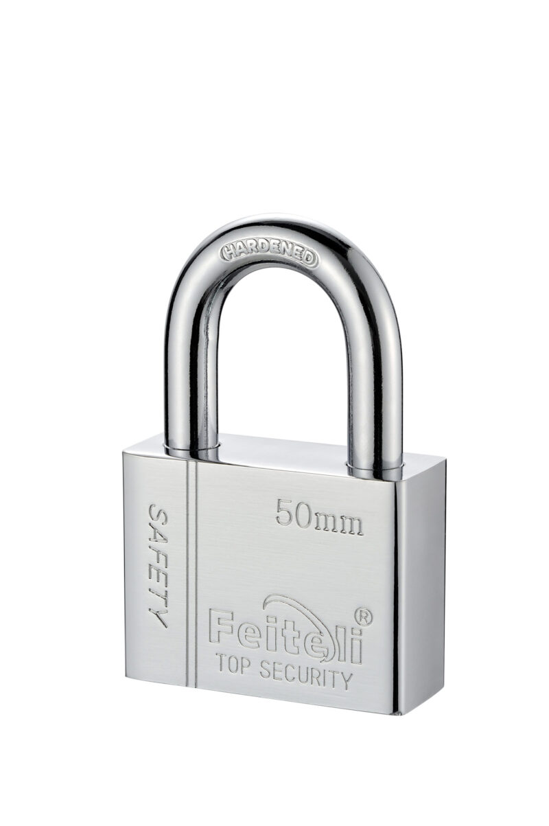 Candado de seguridad Feiteli B1 con llave tipo Abloy en hierro cromado