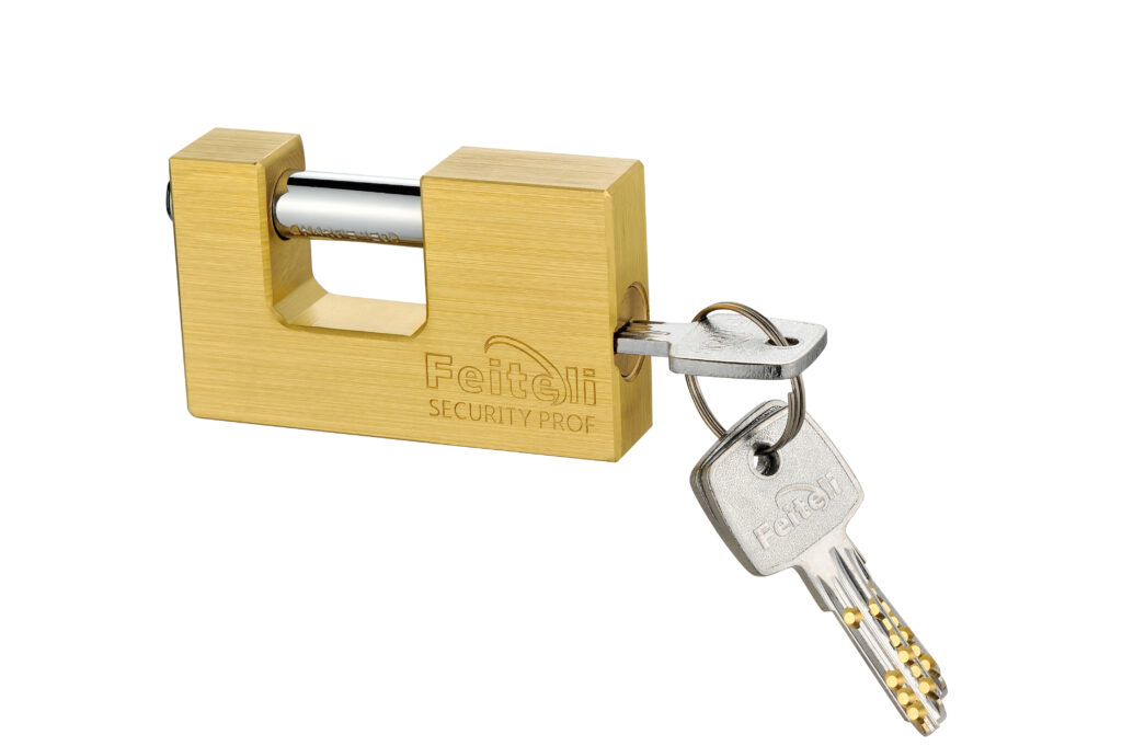 Candado Feiteli FEWB rectangular de alta gama antipalanca para cortina en latón