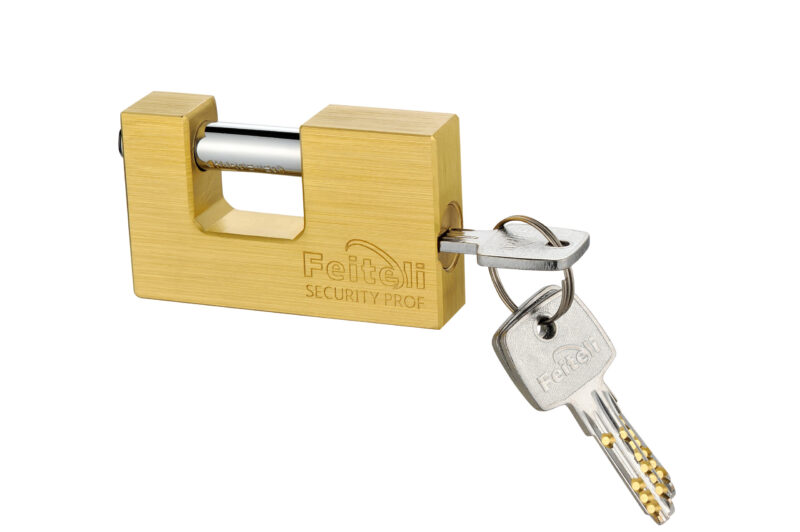 Candado Feiteli FEWB rectangular de alta gama antipalanca para cortina en latón
