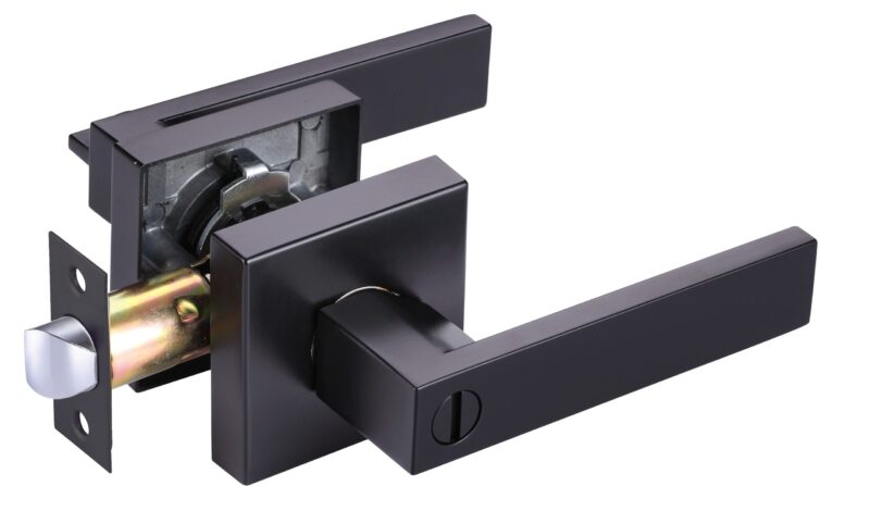 Cerradura de manija cuadrada Feiteli MA2001 NG para baño en zinc acabado negro mate